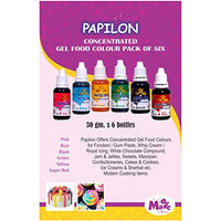 Papilon Concentrated Gel Food Color, 6 X 30 g