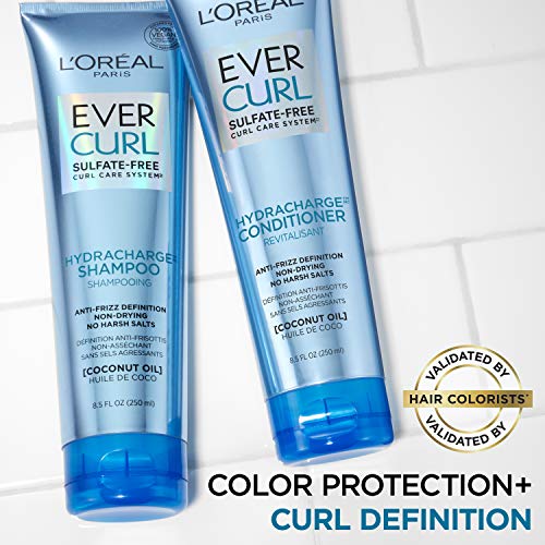 L'Oreal Paris EverCurl Hydracharge Sulfate Free Shampoo, with Coconut Oil, 8.5 Fl; Oz (Packaging May Vary)