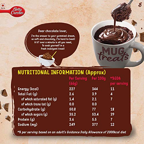 Betty Crocker Mug Treat Chocolate Cake Mix Bag, 264 g