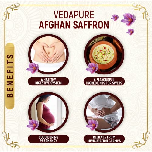 Vedapure Premium A++ Grade Kashmiri Saffron/Kesar Threads, 1gram (Kashmiri & Afghan Combo)