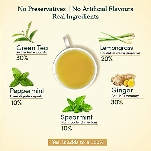 VAHDAM, Organic Ginger Mint Green Tea Bags- 50 Tea Bags | Aids Digestion | Refreshing Detox: with Ginger & Mint, Certified Organic Tea | Antioxidant Rich | Boosts Immunity