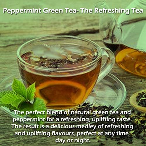 Exotic Aromas Peppermint Green Tea (200G Serves 100 cups), 100% Whole Leaf Green Tea for digestion, upset stomach & cold and flu.