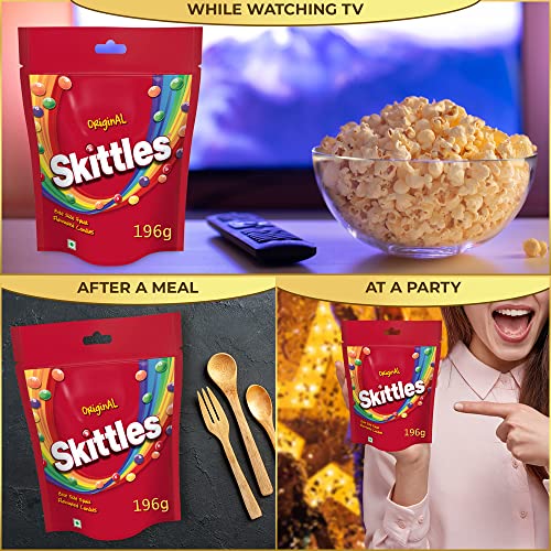 Skittles Original Chewy Fruit Candy Pack (Lemon, Apple, Grape, Strawberry and Orange), 196 g