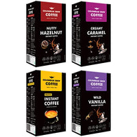 COLOMBIAN BREW COFFEE Hazelnut, Caramel, Vanilla and Pure Instant Coffee Powder, No Sugar Vegan, 4 X 50g