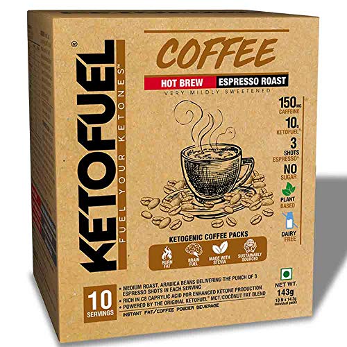 NEULIFE®️ Ketofuel Hot Brew Coffee (Espresso Roast) Keto MCT Coffee w/Coconut MCT Oil 10 packs