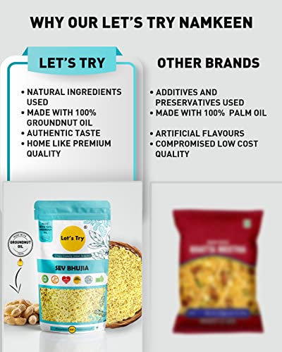 Let's  Try Sev Bhujia -| Made with Pure Groundnut Oil | Snack without Palm Oil | No additives & Preservatives | 100% Natural Indian Authentic Taste | 250gm