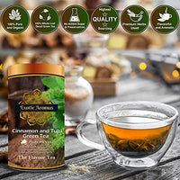 Exotic Aromas Cinnamon and Tulsi Green Tea (50 G, serves 25 cups), 100 % Whole Leaf Green tea with antioxident properties