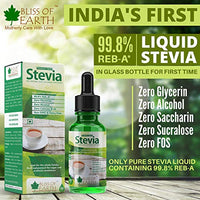 Bliss of Earth 30ml Original 99.8% REB-A Stevia Drops Liquid, New Improved Taste, Zero GI Glycerine Free Keto Sugar Free Sweetener in Glass Bottle