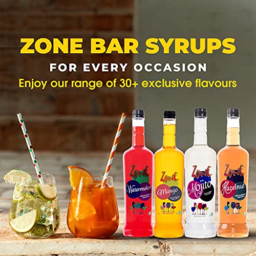 Zone Green Apple Flavoured Bar Syrup, 240ml Bottle | Suitable for Cocktails, Mocktail, Drinks, Juices, Beverages and More | Non Alchoholic Mix | 12 Flavours Available