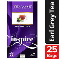 TE-A-ME Inspire Black Citrus Earl Grey Tea, 25 Tea Bags | Natural Bergamot Flavor | Luxurious Tea Bags | Strong & Highly Flavourful