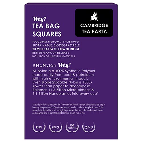 Cambridge Tea Party Kashmiri Kahwa 30 Tea Bags, Saffron Almond Cardamom Clove Pepper Cinnamon Rose Tulsi Green Tea, cleanse, detox, cold relief, weight loss, slim, skin glow), White