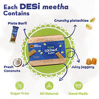 GO DESi - DESi Meetha Pista Coconut Barfi | 300 Grams | 25 Individually Wrapped Pieces | Dry Fruits Sweet | No Refined Sugar | Sweets Indian Mithai
