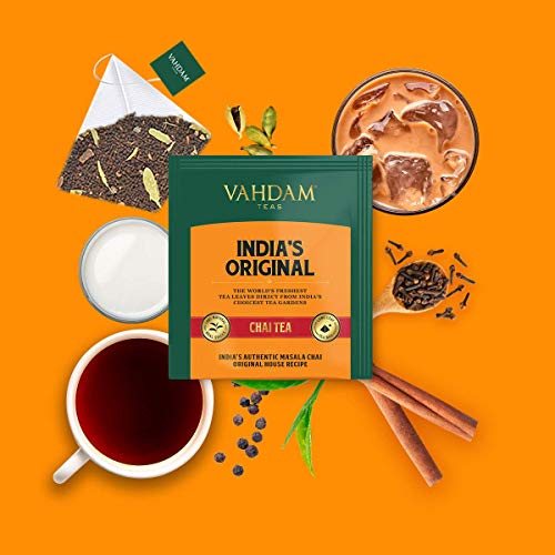 VAHDAM, Chai Tea Sampler, 5 TEAS - Tea Variety Pack | Assorted Chai Tea Bags | Cardamom Tea Bags, Cinnamon Tea Bags, Turmeric Masala Chai Tea Bags | 20 Ct | Tea Gift Set