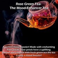 Exotic Aromas Rose Green Tea (50G Serves 25 cups), with rose petals for good skin, hair, soothes menstrual cramps and weightloss