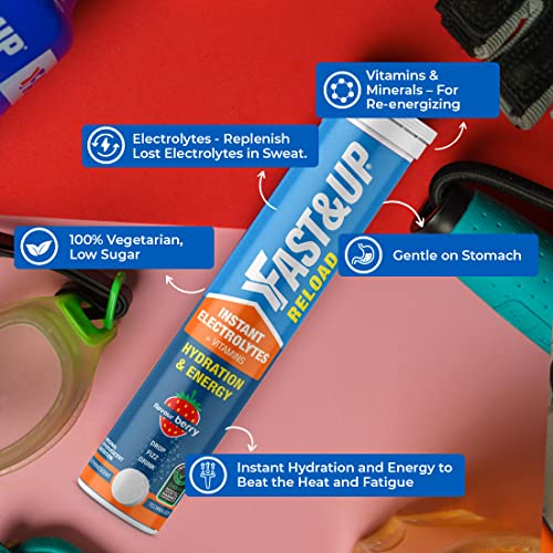Fast&Up Reload Instant Energy and Hydration Sports Drink - 4 tubes with 20 tablets each - Berry Flavour