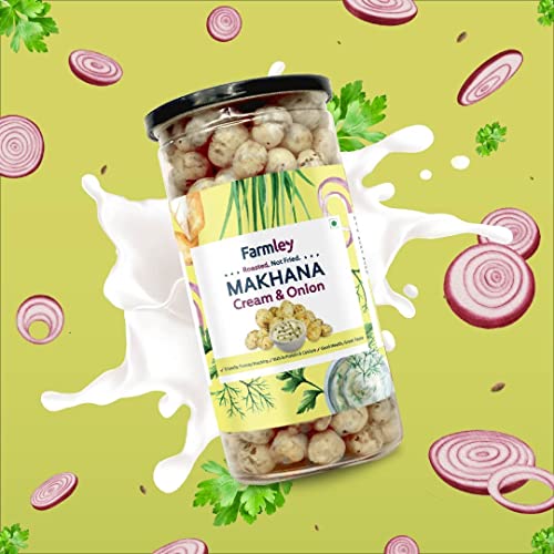 Farmley Roasted Flavored Makhana (Pack of 2) Each 90g, Cream N Onion, 180 Gram