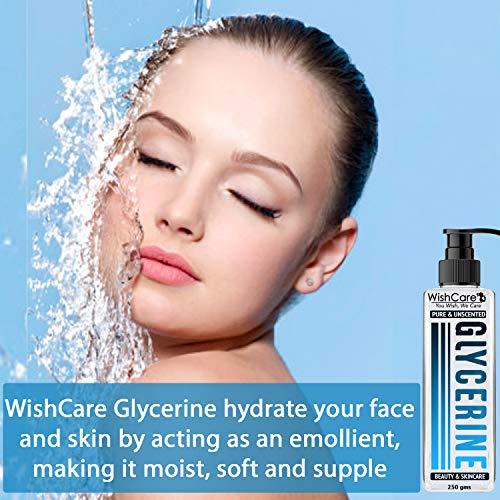 WishCare® Pure & Unscented Glycerine - Pharmaceutical Grade, 100% Vegan, Hypoallergenic - Beauty & SkinCare - 250 Grams