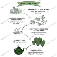 Tea Treasure Belly Soother Tea -10 Pyramid Tea Bags - Blend of Rooibos, Peppermint, Ginger, Lemongrass, Fennel seeds, Spearmint, Licorice, Milk thistle | Tea for Belly Fat |Reduces Bloating & Gas