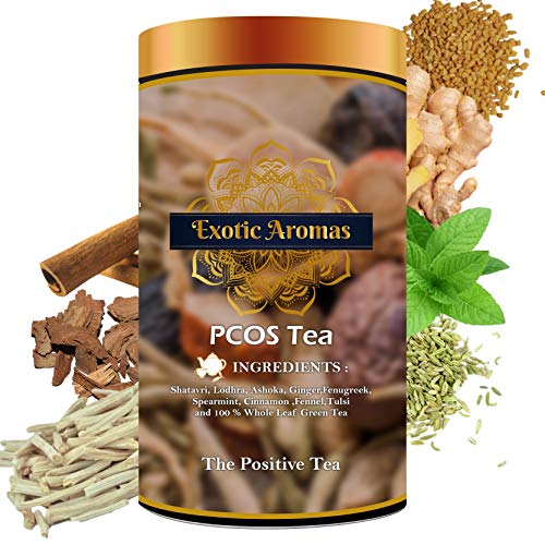 Exotic Aromas PCOS relief Tea (50G Serves 25 cups), with Shatavri, Lodhra, Ashoka, Ginger,Fenugreek, Spearmint,Fennel,Tulsi for regular periods, face hair, acne