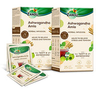 Zandu Ashwagandha Amla Ayurvedic Infusion, a Herbal Tea Enriched with 6 Ayurvedic Ingredients (Pack of 25 Tea Bags X 2)