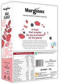 Murginns Organic Ragi Flakes | Healthy Breakfast with Millets and Jaggery | Gluten Free | No Refined Sugar, 275g - Pack of 1