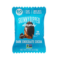 SkinnyDipped Dark Chocolate Cocoa Almonds, Healthy Snack, Plant Protein, Gluten Free, 0.46 oz Mini Bags, Pack of 24