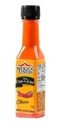 Mexico Lindo Chile de Arbol Hot Sauce Ingredients | 12,190 Scoville Level | Classic Flavor | 5 Fl Oz Bottles (Pack of 2)