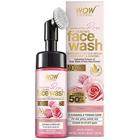 WOW Skin Science Himalayan Rose Foaming Face Wash with Built-in Brush - contains Rose Water & Aloe Vera Extract - for Cleansing & Toning - No Parabens, Sulphate, Silicones & Synthetic Color - 100mL
