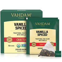 VAHDAM, Vanilla Chai Tea | 15 Tea Bags | Spiced Masala Chai Tea | Delicious Blend Of Vanilla Tea | Spiced Chai Tea Bag | Brew As Hot, Cold or Iced Tea