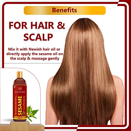 Newish® Cold Pressed Sesame oil for Hair, Skin and Massage (Til Ka Tel / Til Oil) 200ml