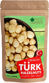 Bliss of Earth 200gm Turkish Hazelnuts, Raw & Dehulled, Healthy & Tasty