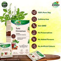 Zandu Tulsi Cinnamon Ayurvedic Infusion (Kadha) - 50 dip bags, Natural Immunity Booster Herbal Tea, Full of Anti-oxidants - (Pack of 25 Tea Bags X 2)