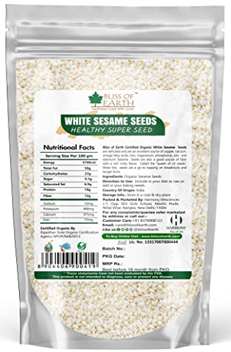 Bliss of Earth Organic Sesame Seeds 200 gm White For Eating, Raw Til Seeds