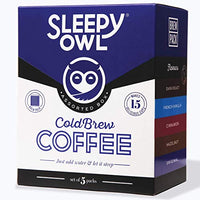 Sleepy Owl Coffee Assorted Cold Brew Packs | 5 Flavours | 3 Step Brew - No Equipment Required | Cold Brew Coffee | 100% Arabica Beans | Set of 5 Packs - Makes 15 Cups