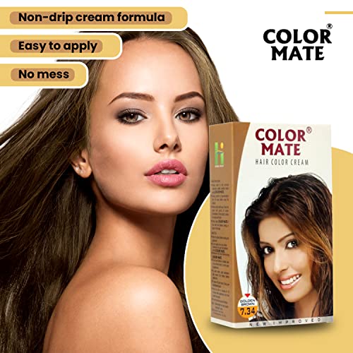 Color Mate Hair Color Cream, Golden Brown, 130ml (Pack of 2)