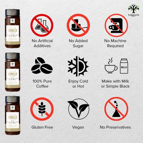 Vanalaya French Vanilla Instant Coffee With Rich Aroma & Taste Zero Sugar & Low Calorie 50gm