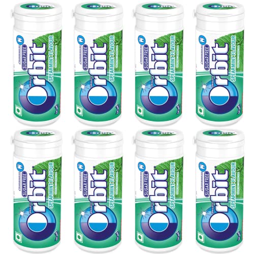 Orbit Wrigley Spearmint Flavour Sugar Free Chewing Gum, Pocket Bottle 22g Pack of 8