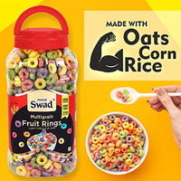 Swad Breakfast Cereal, Multigrain Fruit Rings (Made with Oats, Rice, Corn, High Fibre Frooty Loops Cereal for Kids) Jar, 280 g