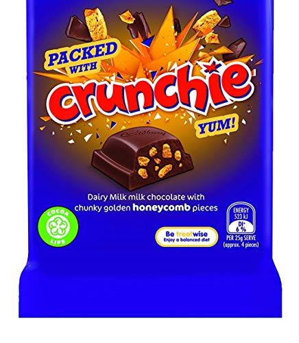 Cadbury Crunchie Dairy Milk, Chunky Golden Honeycomb, Milk Chocolate, Ideal for Gifting, Birthday Gift 180g…