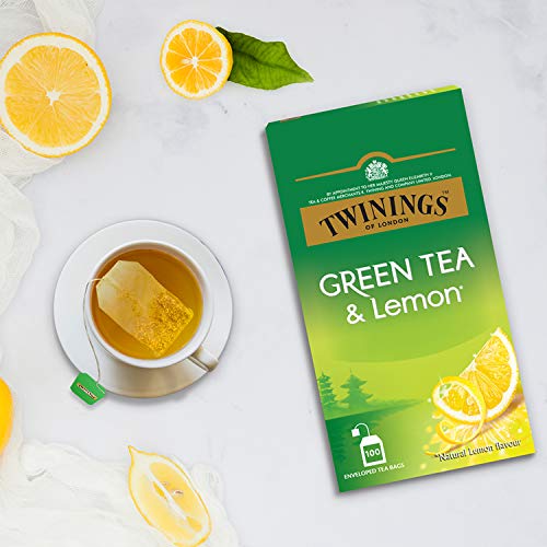 Twinings Green Tea & Lemon, 100 Teabags, Green Tea, Deliciously Sweet & Tangy Lemon