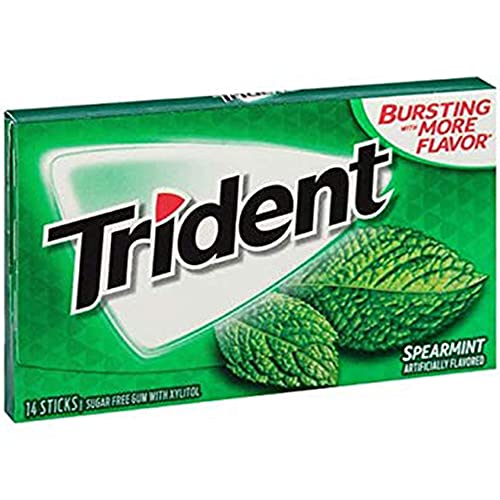 Trident Spearmint Sugar Free Chewing Gum, 14 Count (Pack of 1)