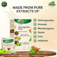 Zandu Ashwagandha Amla Ayurvedic Infusion, a Herbal Tea Enriched with 6 Ayurvedic Ingredients (Pack of 25 Tea Bags X 2)