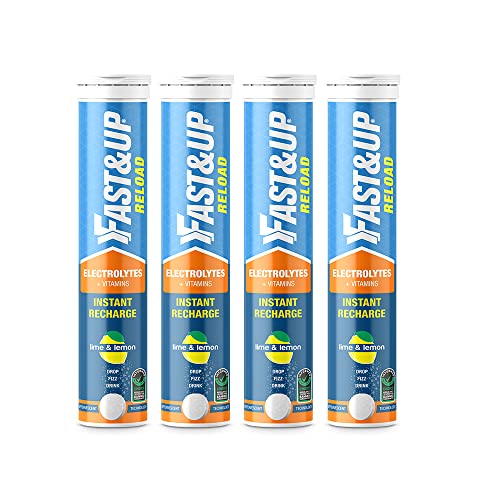 Fast&Up Reload Instant Energy and Hydration Sports Drink - 4 tubes with 20 tablets each - Lime&Lemon Flavour