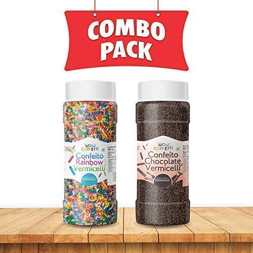 Wow Confetti™ Confeito Vermicelli Combo (Rainbow 125g & Chocolate 125g) (Sprinkles)