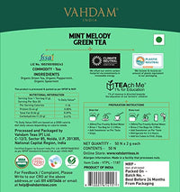 VAHDAM Organic Mint Tea 50 Tea Bags - Spearmint Tea and Peppermint Tea Blend | USDA Certified Organic Mint Green Tea Bags - for Refreshment and Energy All Day Long