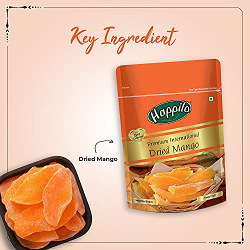 Happilo Premium International Dried Mango 200g | Plant Based Protein | Sweet taste of Real Mangoes anytime | 100% Natural & No Artificial Colors, Gluten Free, No Preservatives