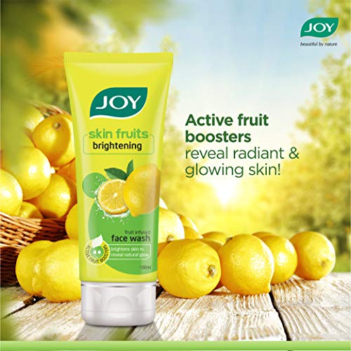 Joy Skin Fruits Lemon Brightening Face Wash, Oil Clear and Fruit Infused With Lemon extracts & Active Fruit Boosters, Lemon Face Wash For Oily Skin | Brightens Skin to Reveal Natural Glow - Pack of 2 X 100 ml