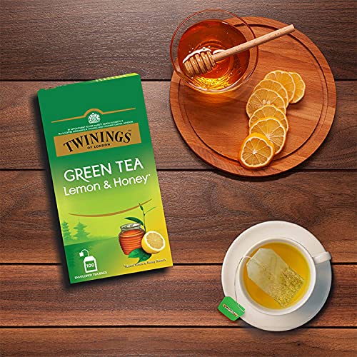 Twinings Green Tea Lemon & Honey, 100 Teabags, Green Tea, Sweet Honey & Tangy Lemon