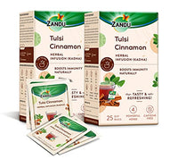 Zandu Tulsi Cinnamon Ayurvedic Infusion (Kadha) - 50 dip bags, Natural Immunity Booster Herbal Tea, Full of Anti-oxidants - (Pack of 25 Tea Bags X 2)