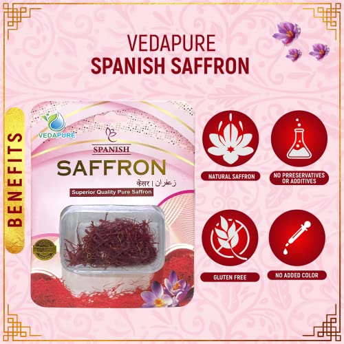 Vedapure Premium A++ Grade Kashmiri Saffron/Kesar Threads, 1gram (Kashmiri & Spanish Combo)